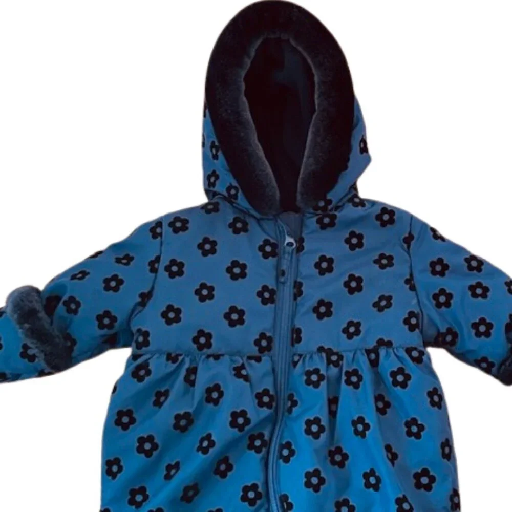 Rothschild Flocked Dressy Snowsuit Pram Winter Bunting Formal 6-9 Months - Picture 2 of 4